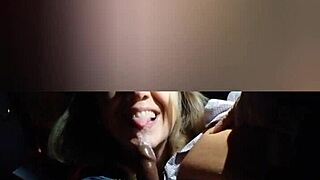 stella still gives blowjob and titjob in car at swing door