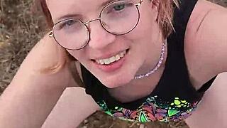 Petite milf gives blowjob exhibition in nature during cyprus trip.