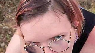 Petite milf gives blowjob exhibition in nature during cyprus trip.