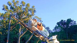 fucking passionately on the motorcycle track in homemade outdoor fun