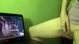 dry humping orgasm while watching porn, homemade masturbation fetish with milf redhead amateurs 😍