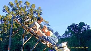 fucking passionately on the motorcycle track in homemade outdoor fun