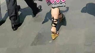 Beautiful girls spied on in voyeur scene.