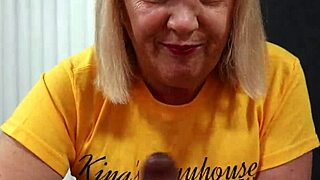 granny teasing with black cock blowjob, cuckold watching