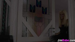 Young girl wears black stockings and performs climax oral on an old man