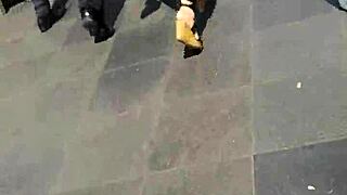 Beautiful girls spied on in voyeur scene.