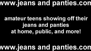 i'm stripping out of my jeans, ripping clothes to flash panties and ass for you