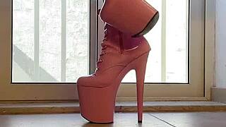 walking tall in pink boots turns into an erotic domination fantasy
