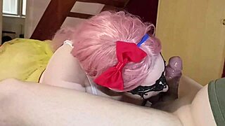 pinky snow white uses lots of saliva for sloppy deepthroat, making me cum hard