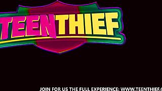 horny officer gets a nice blowjob from petite teen thief