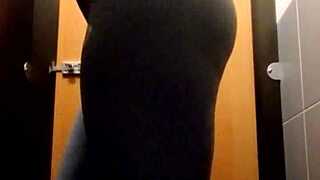 Minxycee uses brush toy for intense public toilet fucking with big ass fetish