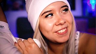 Sexy blonde can't wait to suck on webcam.