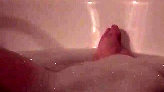 Fatty Strokes In Bubble Bath Pool