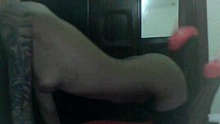 Blonde European Cam Girl Rips Clothes and Strips Wet in Black Stockings at Home