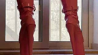 walking tall in pink boots turns into an erotic domination fantasy