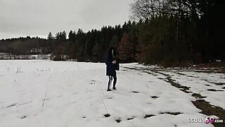 Risky attempt succeeds as german teen 18+ sucks stranger's monster cock and swallows