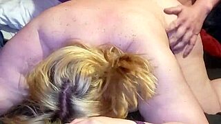 Creampie action with a hot redhead milf bent over!