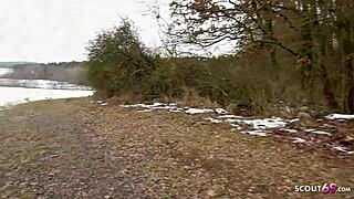 Risky attempt succeeds as german teen 18+ sucks stranger's monster cock and swallows