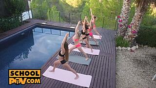 Pov horny blonde students candee licious isabella de laa blowjob group cowgirl riding threesome hardcore seduce