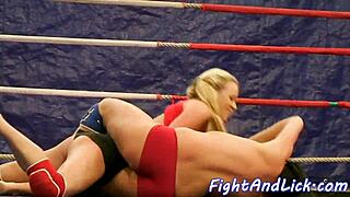 glamour babes wrestling and pussylicking in the ring