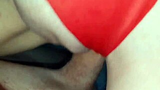 My redhead whore sucked me, rubbed her shaved pussy on my cock and covered it with cum while I creampied her with hot load.