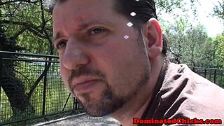 Busty sub deepthroats cock and gets fucked in rough bondage