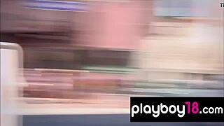 Claire Sinclair shows big tits outdoors!