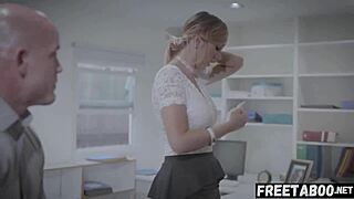 Blonde secretary spanked by boss in hardcore roleplay scene
