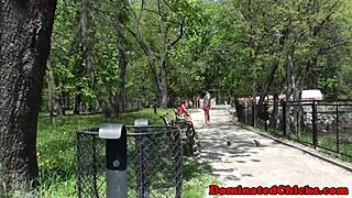 Busty sub deepthroats cock and gets fucked in rough bondage