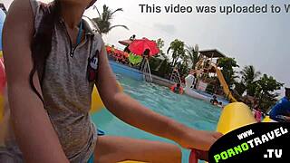 the couple enjoys a relaxing underwater blowjob with close-up licks and facial