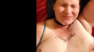 Busty brunette machine fucked and gets a huge facial