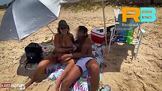 Brazilian bull fucks hotwife on beach