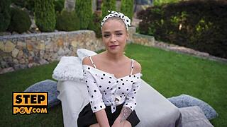 Pov view of petite blonde Alexa Flexy as your horny stepsister bending over for anal action.