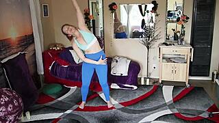 stretching workout shows off big pussy lips and tight ass.