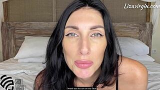 She reaches a bright orgasm as cum lands on her face during masturbation.