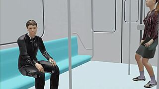 boss has sex in bullet train with crossdressing in this anime hentai