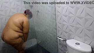 big ass bbw stroking monster cock in shower