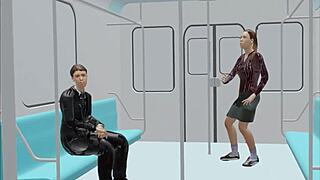 boss has sex in bullet train with crossdressing in this anime hentai