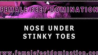 Bound Brunette Gagged by Blonde's Feet Choking Her!