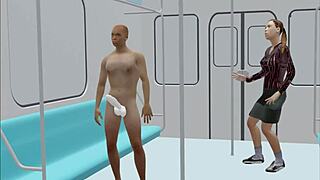 boss has sex in bullet train with crossdressing in this anime hentai