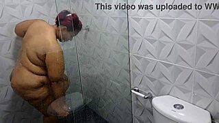 big ass bbw stroking monster cock in shower