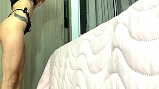 redhead latina spied on in her room with hidden camera