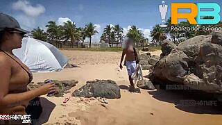 Brazilian bull fucks hotwife on beach