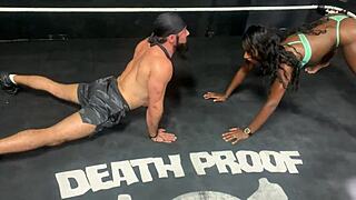 wrestling lesson turns into dry humping with ebony face sitting and cum.