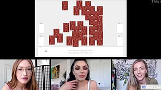 Karla Kush and Darcie Dolce engage in mutual masturbation with Skylar Snow on webcam.