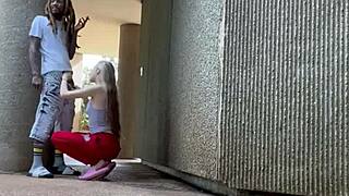 first time sucking dick outside?