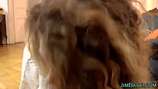 Hot blonde teen amateur in stockings gives an intense blowjob to an older guy 😏