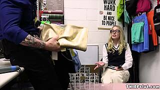 Caught red-handed: bratty blonde thief has some discipline