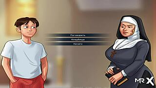 Summertime saga girls share passionate beach kisses in cartoon scene