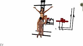 Hey, check this wild BDSM machine posing in a shop cartoon!